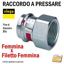 Carica l'immagine nel visualizzatore di Gallery, PRESTABO VIEGA RACCORDO A PRESSARE MANICOTTO FxFIL.FEM 1112 DIAMETRO Ø15-18-22-28-35-42-54 Press Fitting di altissima qualità per impianti industriali idraulici