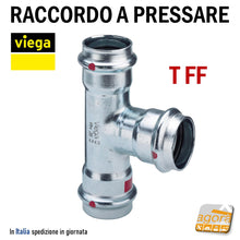 Carica l'immagine nel visualizzatore di Gallery, Raccordo Idraulico a pressare pinzare VIEGA PRESTABO Press-Fitting Acciaio O-Ring Raccordo a T tee FF Femmina Femmina Rosso Modello 1118