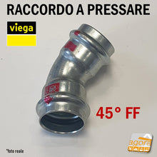 Carica l'immagine nel visualizzatore di Gallery, Raccordo Idraulico a pressare pinzare VIEGA PRESTABO Press-Fitting Acciaio O-Ring Curva 45 gradi FF Femmina Femmina Rosso foto reale