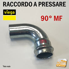 Carica l'immagine nel visualizzatore di Gallery, Raccordo Idraulico a pressare pinzare VIEGA PRESTABO Press-Fitting Acciaio O-Ring Curva 90 gradi MF maschio Femmina Rosso foto reale