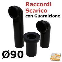Carica l'immagine nel visualizzatore di Gallery, RACCORDO RACCORDI SCARICO CURVA VASI SOSPESI D90X275/400 MANICOTTO PROLUNGA D90X180 NERO