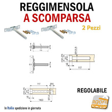 Carica l'immagine nel visualizzatore di Gallery, 2pz REGGIMENSOLA A SCOMPARSA REGGIRIPIANO INVISIBILE STAFFA SUPPORTO PER RIPIANI MIN 25MM L15CM