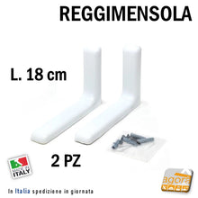 Carica l'immagine nel visualizzatore di Gallery, 2pz REGGIMENSOLA A L IN METALLO CON COVER BIANCA L 18cm REGGIRIPIANO STAFFA SUPPORTO