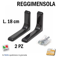 Carica l'immagine nel visualizzatore di Gallery, coppia 2pz REGGIMENSOLA A L IN METALLO CON COVER NERA L 18cm REGGIRIPIANO STAFFA SUPPORTO