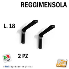 Carica l'immagine nel visualizzatore di Gallery, 2pz REGGIMENSOLA A L IN METALLO CON COVER NERA L 18cm REGGIRIPIANO STAFFA SUPPORTO con tasselli