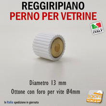 Carica l'immagine nel visualizzatore di Gallery, SUPPORTO VETRO D13mm bianco in gomma e ottone per vetri