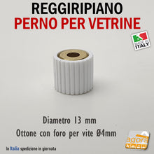 Carica l'immagine nel visualizzatore di Gallery, REGGIRIPIANO PERNO PER VETRINE E RIPIANI CON GOMMA DIAM.13X12 REGGIVETRO OTTONE BIANCO SUPPORTO ROTONDO BUSSOLOTTO PER VETRO NUOVO