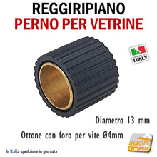 Carica l'immagine nel visualizzatore di Gallery, REGGIMENSOLA REGGIRIPIANO (PERNO) PER VETRINE E RIPIANI CON GOMMA DIAM.13X12 REGGIVETRO OTTONE NERO