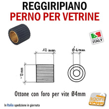 Carica l'immagine nel visualizzatore di Gallery, REGGIRIPIANO PERNO PER VETRINE E RIPIANI CON GOMMA DIAMETRO 13X12 REGGIVETRO OTTONE NERO