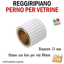 Carica l'immagine nel visualizzatore di Gallery, REGGIRIPIANO PERNO PER VETRINE E RIPIANI CON GOMMA DIAM.13X12 REGGIVETRO OTTONE BIANCO SUPPORTO ROTONDO BUSSOLOTTO PER VETRO