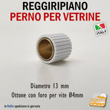 Carica l'immagine nel visualizzatore di Gallery, REGGIRIPIANO PERNO PER VETRINE E RIPIANI CON GOMMA DIAM.13X12 REGGIVETRO OTTONE BIANCO SUPPORTO ROTONDO BUSSOLOTTO PER VETRO HQ