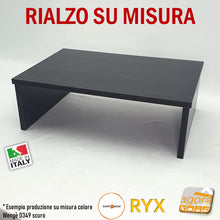 Carica l'immagine nel visualizzatore di Gallery, Rialzo monitor tv multiuso pianetto ryx misure personalizzate su misura legno scuro wenge pc computer scrivania