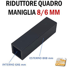Carica l'immagine nel visualizzatore di Gallery, RIDUTTORE Q8/6 PER MANIGLIA POMOLO PORTA RIDUZIONE 8-6MM PER SERRATURA AUMENTO DA 6 A 8 MM PER SERRATURE PORTE
