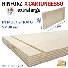 Carica l'immagine nel visualizzatore di Gallery, RINFORZO PARETE CARTONGESSO IN MULTISTRATO X CTG PASSO STD 60CM SP 3 cm X IRROBUSTIRE E FISSAGGIO EXTRALARGE pannelli per pensili e sanitari sospesi rinforzi pareti e strutture