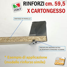 Carica l'immagine nel visualizzatore di Gallery, RINFORZO PARETE CARTONGESSO IN MULTISTRATO X CTG PASSO STD 60CM SP 3 cm X IRROBUSTIRE E FISSAGGIO EXTRALARGE spesso e pesante