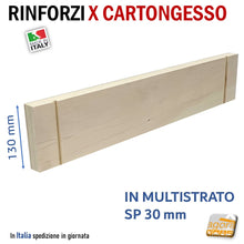 Carica l'immagine nel visualizzatore di Gallery, RINFORZO PARETE CARTONGESSO IN MULTISTRATO X CTG PASSO STD 60CM SP 3 cm X IRROBUSTIRE E FISSAGGIO EXTRALARGE adatto per struttura metallica per pareti in lastre di cartongesso passo 60cm