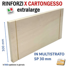 Carica l'immagine nel visualizzatore di Gallery, RINFORZO PARETE CARTONGESSO IN MULTISTRATO X CTG PASSO STD 60CM SP 3 cm X IRROBUSTIRE E FISSAGGIO EXTRALARGE pannelli per pensili e sanitari sospesi rinforzi pareti e strutture