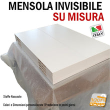 Carica l'immagine nel visualizzatore di Gallery, MENSOLA SU MISURA SUPPORTI INVISIBILI STAFFE NASCOSTE PRODUZIONE AL CM. Mensole personalizzate con reggimensola a scomparsa nascosti invisibili anche forniture per bar ristoranti locali pubblici e negozi