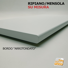 Carica l'immagine nel visualizzatore di Gallery, MENSOLA PER SCAFFALI RIPIANO SU MISURA BIANCO BORDO ARROTONDATO X NEGOZIO CASA