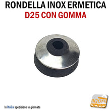 Carica l'immagine nel visualizzatore di Gallery, RONDELLA ERMETICA INOX D25 GUARNIZIONE GOMMA COPERTURA TETTI FISSAGGIO POLICARBONATO KIT 10 PEZZI