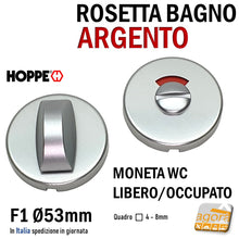 Carica l'immagine nel visualizzatore di Gallery, ROSETTA PORTA BOCCHETTA LIBERO-OCCUPATO WC X BAGNO SICUREZZA BAMBINI HOPPE ARGENTO D53 F1 CROMO OPACO