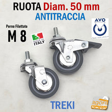 Carica l'immagine nel visualizzatore di Gallery, RUOTA GIREVOLE DIAMETRO D 50 MM D 5 CM CON PERNO FILETTATO FILETTO METRICO M 8 X15 CROMATA GRIGIO ANTITRACCIA ANTIMACCHIA AVO TREKI 220CBISB RUOTE 8018793134743 RUOTE ARREDAMENTO PICCOLE PER ALBERCGHI HOTEL RISTORANTI OSPEDALIERO PER CARRELLI ITALIA
