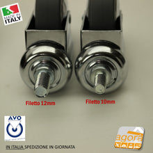 Carica l'immagine nel visualizzatore di Gallery, ruote ruota gommata diametro 80mm filetto m12 avo cromate gomma grigia antigraffio e antitraccia x negozi e locali commmerciali