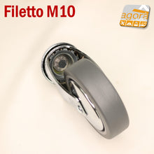 Carica l'immagine nel visualizzatore di Gallery, retro ruota in gomma grigio treki gommata con filetto 10mm altezza 20 ruota antitraccia antigraffio cromata diametro esterno 80mm