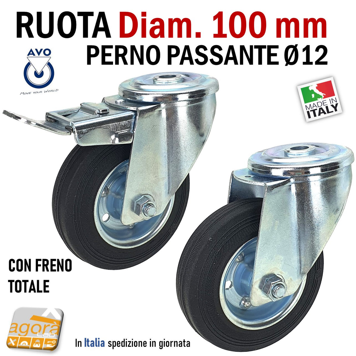 Nisorpa Ruote Girevoli Da 200 Mm, 4 Ruote Industriali Resistenti - Foto 8