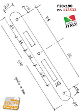 Carica l'immagine nel visualizzatore di Gallery, Riscontro Gaccia 200 Bonaiti 190x20 cromo opaco x Serrature 2001 scheda tecnica