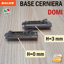 Carica l'immagine nel visualizzatore di Gallery, BASE PER CERNIERA A MOLLA SALICE LINEARE INNESTO RAPIDO REGOLABILE H=3 CON VITE EURO BARPGR39 Basette per cerniere ante cucina e mobili lineari con 2 viti in linea differenze