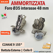 Carica l'immagine nel visualizzatore di Gallery, FOTO REALE CERNIERE DELLA SALICE MADE IN ITALY PER MOBILI E CUCINE AMPIA APERTURA SILENZIOSE E AFFIDABILI GRANDI SPESSORI ANTE SORMONTO SPALLA