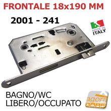 Carica l'immagine nel visualizzatore di Gallery, SERRATURA PORTA FRONTALE 18x190mm BONAITI 2001 METALLO WC MONETA LIBERO-OCCUPATO 241