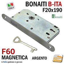 Carica l'immagine nel visualizzatore di Gallery, serratura porta bonaiti magnetica b-ita F60 chiave patent argento f20x190 i70 e50 x trasformazione ristrutturazione B-ITA cromo opaco