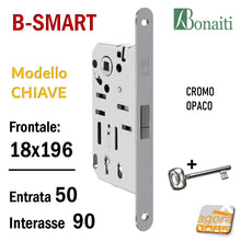 Load image into Gallery viewer, SERRATURE MAGNETICHE X PORTA BONAITI SMART D65 PATENT CHIAVE MAGNETICA FRONTALE 196X18 F18X196mm 48D65150 cromo opaco