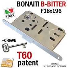 Carica l'immagine nel visualizzatore di Gallery, SERRATURA PORTA PATENT FRONTALE 18x196mm IDOOR-BONAITI B-BITTER T60 ARGENTO CR OP NUOVA