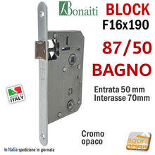 Carica l'immagine nel visualizzatore di Gallery, serrature per porte interne bonaiti block F16x190mm entrata 50mm
