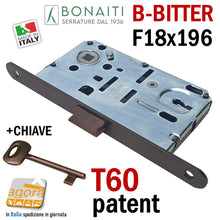 Load image into Gallery viewer, SERRATURA PORTA PATENT FRONTALE 18x196mm BONAITI B-BITTER T60 BRONZO 48T60150+E