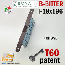 Load image into Gallery viewer, SERRATURA PORTA PATENT FRONTALE 18x196mm BONAITI B-BITTER T60 BRONZO 48T60150+E