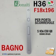 Carica l'immagine nel visualizzatore di Gallery, SERRATURE PER PORTE SCORREVOLI FRONTALE 18x196mm BONAITI H36+TIR X BAGNO WC MONETA LIBERO-OCCUPATO CROMO OPACO Q8 E50