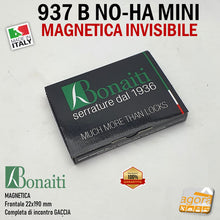 Carica l'immagine nel visualizzatore di Gallery, SERRATURA PORTA MAGNETICA B NO-HA MINI BONAITI 937 INVISIBILE PRIVACY Q6 FRONTALE 22X190MM E28 CROMO SATINATO +GACCIA in scatola