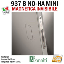 Carica l'immagine nel visualizzatore di Gallery, SERRATURA PORTA MAGNETICA B NO-HA MINI BONAITI 937 INVISIBILE PRIVACY Q6 FRONTALE 22X190MM E28 CROMO SATINATO +GACCIA por porte invisibili