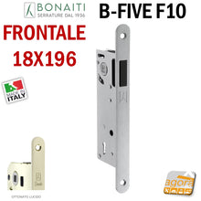 Load image into Gallery viewer, SERRATURA PER PORTE MAGNETICHE BONAITI FIVE F10 FRONTALE 196 X 18 MM OTTONATO CROMATO