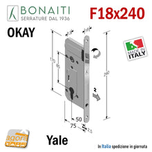 Carica l'immagine nel visualizzatore di Gallery, SERRATURA PORTA FRONTALE 18x240mm YALE BONAITI C18T-50 OTTONE E50 I85 48C1805017 okay