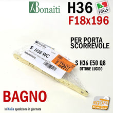 Carica l'immagine nel visualizzatore di Gallery, FRONT SLIDING DOOR LOCK 18x196mm BONAITI H36+TIR X BATHROOM TOILET MONEY FREE-OCCUPIED BRASS Q8 E50