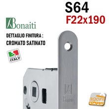 Carica l'immagine nel visualizzatore di Gallery, SERRATURE PORTE SCORREVOLI CROMATO SATINATO F22X190MM BONAITI ORIGINALE RICAMBIO