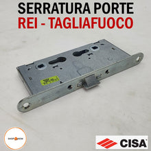 Load image into Gallery viewer, SERRATURA PORTA REI TAGLIAFUOCO YALE FRONTALE 24x235mm E65 I72 CISA 43020-65 serrature porte pesanti con 2 fori eurocilindro yale