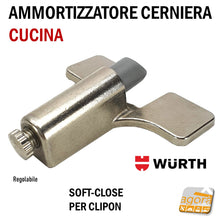 Carica l'immagine nel visualizzatore di Gallery, AMMORTIZZATORE SOFT CLOSE X CERNIERA WURTH CLIPON +SSP A INCASTRO REGOL 0683148605