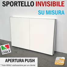 Carica l'immagine nel visualizzatore di Gallery, SPORTELLO BOTOLA SU MISURA INCASSO CARTONGESSO A FILO INVISIBILE PUSH DOPPIA ANTA
