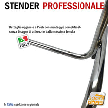 Carica l'immagine nel visualizzatore di Gallery, STENDER APPENDIABITI ATTACCAPANNI PROFESSIONALE CARRELLO PORTA ABITI CROMATO ALTA PORTATA H165cm aggancio a push